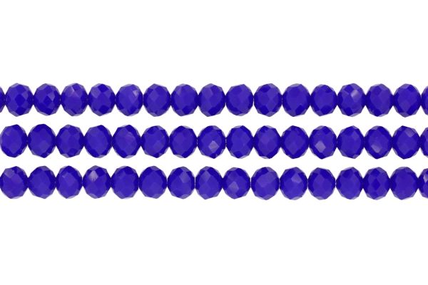 GLASS BEADS - FACETED RONDELLE CRYSTALS - 10x8mm - OPAQUE - BLUE (DARK) 058 - STRING (70pcs.) Hole-1.5mm