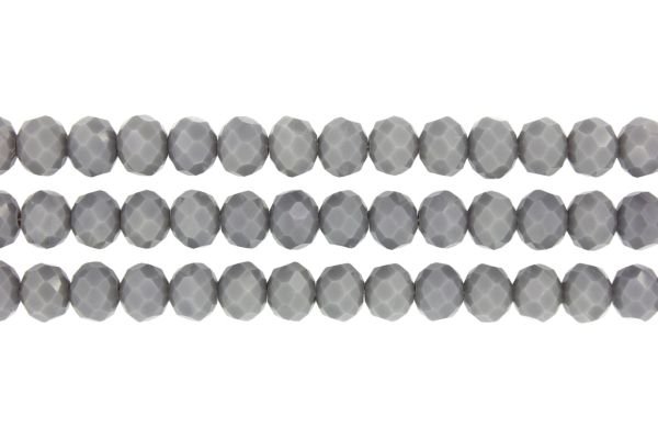GLASS BEADS - FACETED RONDELLE CRYSTALS - 10x8mm - OPAQUE - GRAY 052 - STRING (70pcs.) Hole-1.5mm