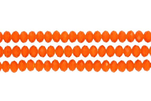 GLASS BEADS - FACETED RONDELLE CRYSTALS - 10x8mm - OPAQUE - ORANGE 064В - STRING (70pcs.) Hole-1.5mm