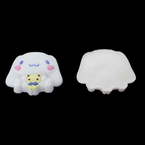 ПЛАСТМАСОВИ МЪНИСТА - ГУМЕНИ 3D - ЗА ЗАЛЕПВАНЕ - ЗАЕК 14 С МЕЧЕ - 52х45х10мм БЯЛО-СИНЬО-РОЗОВО-ЖЪЛТО - 2 бр.