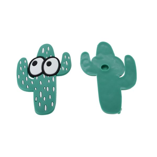 ПЛАСТМАСОВИ МЪНИСТА - ГУМЕНИ 3D - ЗА ЗАЛЕПВАНЕ - КАКТУС 01 - 48х75х3мм ЗЕЛЕНО-БЯЛО-ЧЕРНО - ПАКЕТ 20 бр.