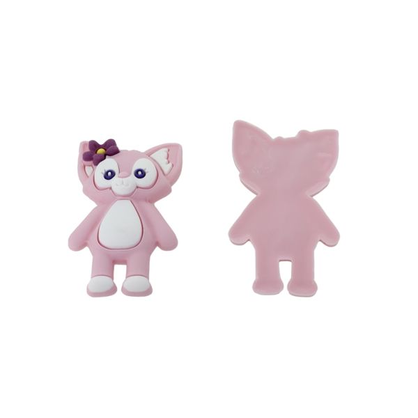 ПЛАСТМАСОВИ МЪНИСТА - ГУМЕНИ 3D - ЗА ЗАЛЕПВАНЕ - КОТКА 02 С ЦВЕТЕ - 36х62х10мм РОЗОВО СВ.-БЯЛО-ЛИЛАВО - ПАКЕТ 10 бр.