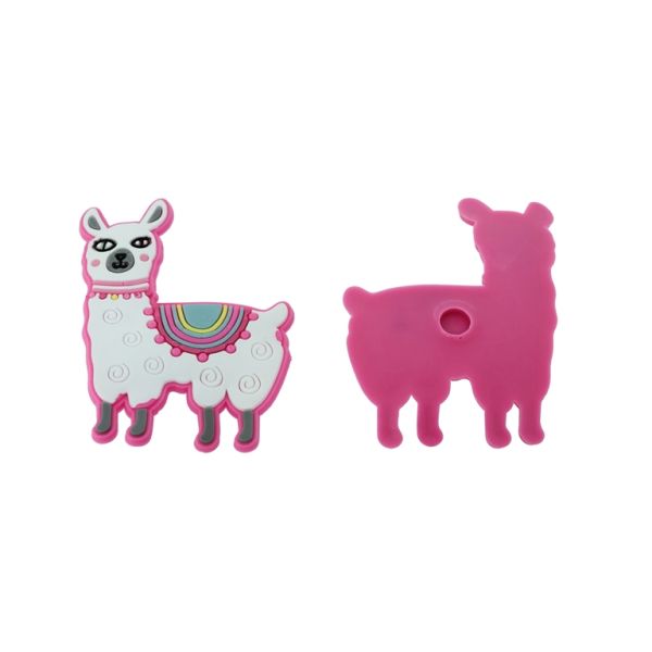 ПЛАСТМАСОВИ МЪНИСТА - ГУМЕНИ 3D - ЗА ЗАЛЕПВАНЕ - ЛАМА АЛПАКА 01- 50х63х3мм БЯЛО-РОЗОВО-СИНЬО - ПАКЕТ 30 бр.