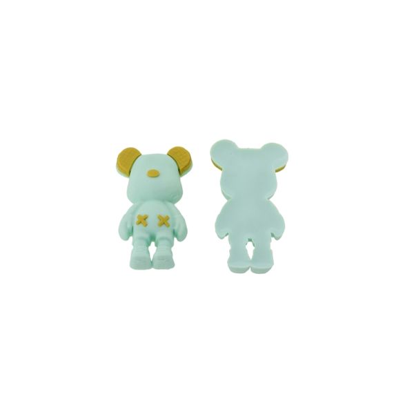 ПЛАСТМАСОВИ МЪНИСТА - ГУМЕНИ 3D - ЗА ЗАЛЕПВАНЕ - МЕЧЕ 34 - 26х47х7мм МЕНТА-ЖЪЛТО Т. - 6 бр.