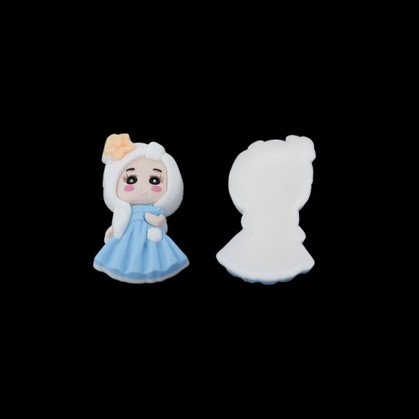 ПЛАСТМАСОВИ МЪНИСТА - ГУМЕНИ 3D - ЗА ЗАЛЕПВАНЕ - МОМИЧЕ 20 - 26х53х7мм БЯЛО-СИНЬО СВ.-ПРАСКОВА - ПАКЕТ 20 бр.