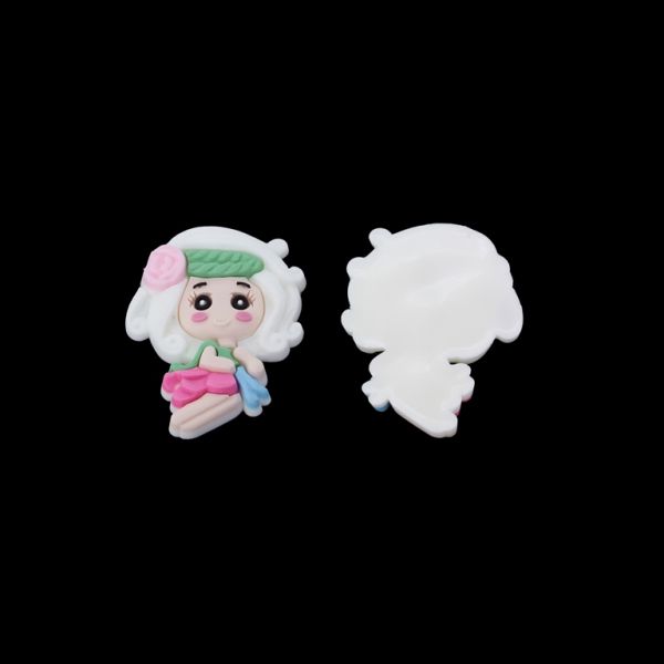 ПЛАСТМАСОВИ МЪНИСТА - ГУМЕНИ 3D - ЗА ЗАЛЕПВАНЕ - МОМИЧЕ 21 - 36х50х7мм БЯЛО-ЗЕЛЕНО-РОЗОВО - 4 бр.