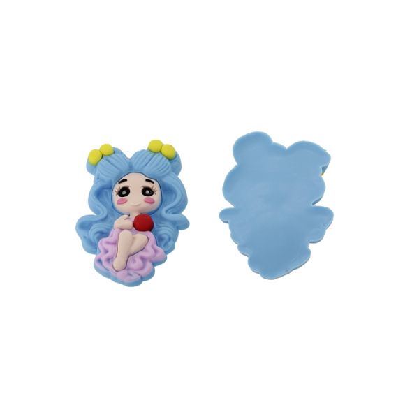 ПЛАСТМАСОВИ МЪНИСТА - ГУМЕНИ 3D - ЗА ЗАЛЕПВАНЕ - МОМИЧЕ 22 - 37х55х7мм СИНЬО-ЛИЛАВО СВ.-ЧЕРВЕНО - ПАКЕТ 10 бр.