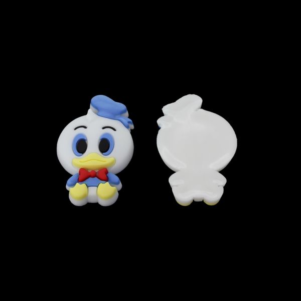 ПЛАСТМАСОВИ МЪНИСТА - ГУМЕНИ 3D - ЗА ЗАЛЕПВАНЕ - ПАТЕ ДОНАЛД 04 - 35х56х8мм БЯЛО-СИНЬО-ЖЪЛТО СВ. - ПАКЕТ 10 бр.