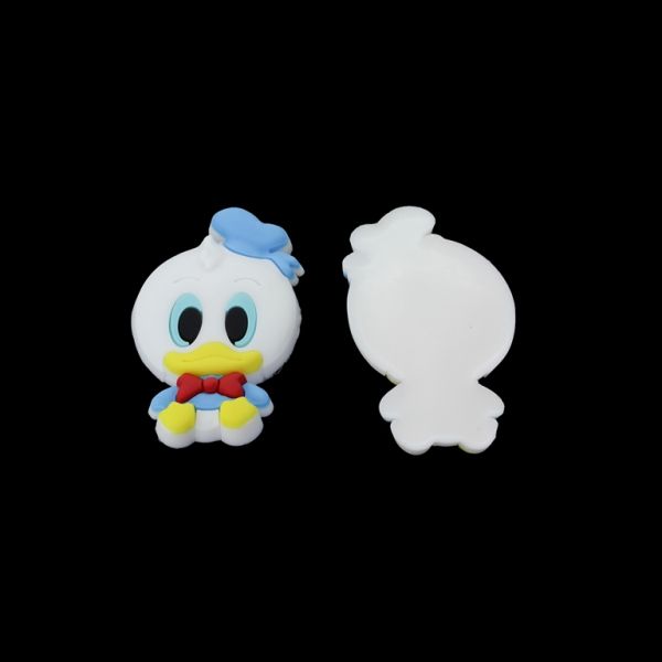 ПЛАСТМАСОВИ МЪНИСТА - ГУМЕНИ 3D - ЗА ЗАЛЕПВАНЕ - ПАТЕ ДОНАЛД 04 - 35х56х8мм БЯЛО-СИНЬО-МЕНТА-ЖЪЛТО СВ. - ПАКЕТ 10 бр.