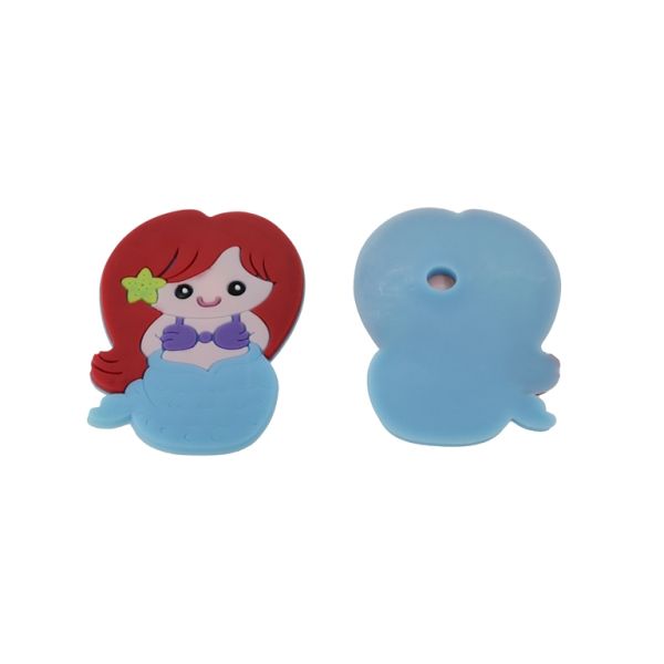 ПЛАСТМАСОВИ МЪНИСТА - ГУМЕНИ 3D - ЗА ЗАЛЕПВАНЕ - РУСАЛКА 02 - 43х60х3мм ЧЕРВЕНО-РОЗОВО СВ.-СИНЬО - 4 бр.
