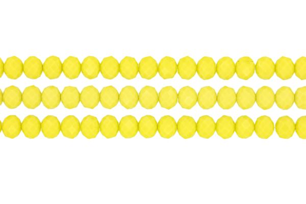GLASS BEADS - FACETED RONDELLE CRYSTALS - 10x8mm - OPAQUE - YELLOW 063 - PACKAGE (3x70pcs.) Hole-1.5mm
