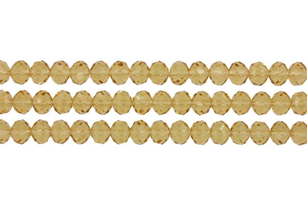 GLASS BEADS - FACETED RONDELLE CRYSTALS - 10x8mm - TRANSPARENT - AMBER 025 - PACKAGE (3x70pcs.) Hole-1.5mm