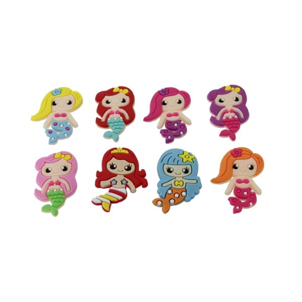 ПЛАСТМАСОВИ МЪНИСТА - ГУМЕНИ 3D - ЗА ЗАЛЕПВАНЕ - РУСАЛКИ МИКС 01 - 25х28х3мм МИКС - ПАКЕТ 50 бр.