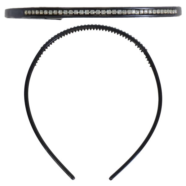 JEWELRY - ACCESSORY FOR HAIR - TIARA WITH CRYSTALS D036 - PLASTIC AND GLASS - BLACK-NICKEL-WHITE - 1pc.