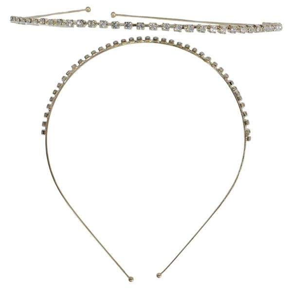 JEWELRY - ACCESSORY FOR HAIR - TIARA WITH CRYSTALS D037 - METAL AND GLASS - GOLD AND WHITE - 1pc.