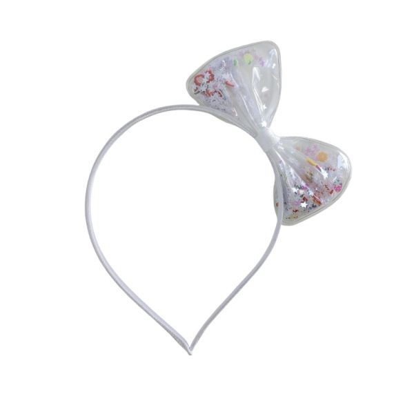 JEWELRY - ACCESSORY FOR HAIR - TIARA WITH RIBBON D039 - METAL AND SATIN - WHITE-MIX - 1pc.