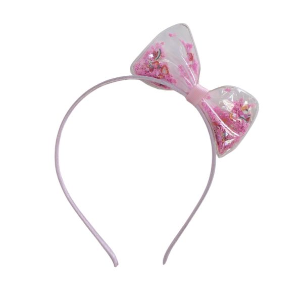 JEWELRY - ACCESSORY FOR HAIR - TIARA WITH RIBBON D039 - METAL AND SATIN - PINK (LIGHT)-PINK-MIX - 1pc.