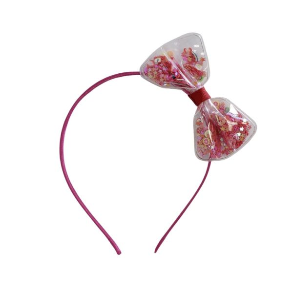 JEWELRY - ACCESSORY FOR HAIR - TIARA WITH RIBBON D039 - METAL AND SATIN - CYCLAMEN-RED-MIX - 1pc.