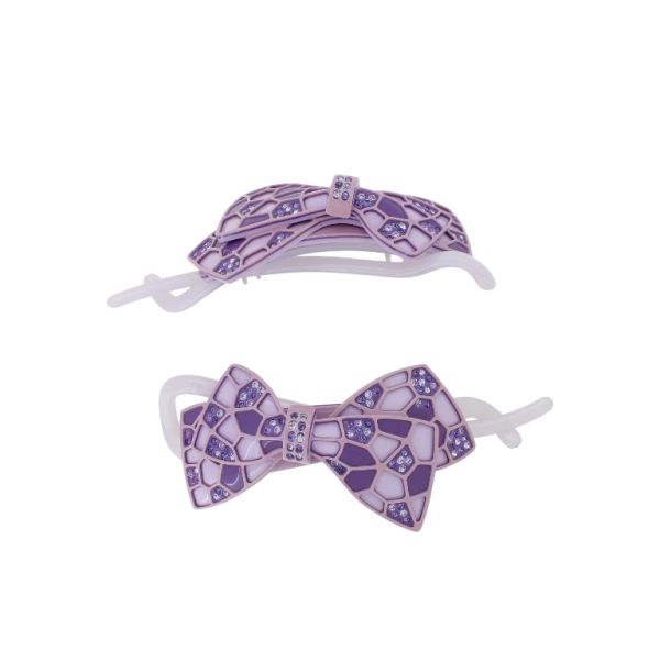 JEWELRY - RESIN BRACKET FOR HAIR WITH GLASS CRYSTALS SH108 - RIBBON - 10.5x4.0x2.6cm PURPLE (LIGHT)-PURPLE (DARK)-ROSE DUST - 1pcs.   