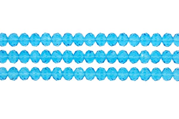 GLASS BEADS - FACETED RONDELLE CRYSTALS - 10x8mm - TRANSPARENT - BLUE (LIGHT) 008 - STRING (70pcs.) Hole-1.5mm