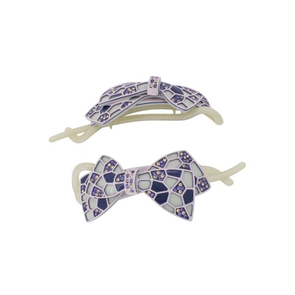 JEWELRY - RESIN BRACKET FOR HAIR WITH GLASS CRYSTALS SH108 - RIBBON - 10.5x4.0x2.6cm PURPLE (LIGHT)-BLUE (DARK)-GRAY - PACKAGE 2pcs. 