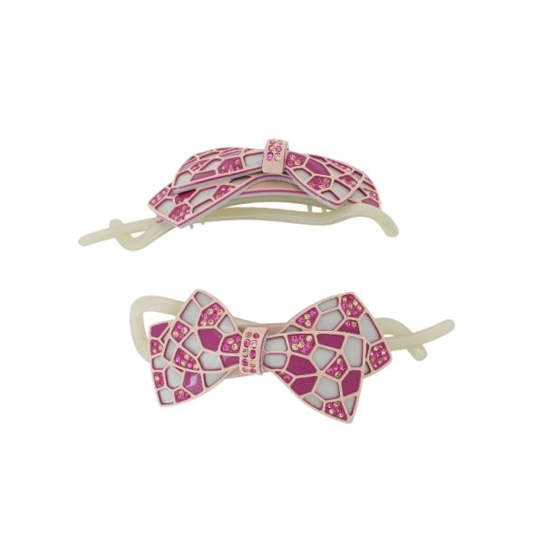 JEWELRY - RESIN BRACKET FOR HAIR WITH GLASS CRYSTALS SH108 - RIBBON - 10.5x4.0x2.6cm PINK (LIGHT)-CYCLAMEN-BEIGE - PACKAGE 2pcs.   