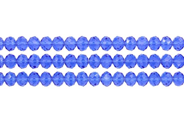 GLASS BEADS - FACETED RONDELLE CRYSTALS - 10x8mm - TRANSPARENT - BLUE 004 - STRING (70pcs.) Hole-1.5mm