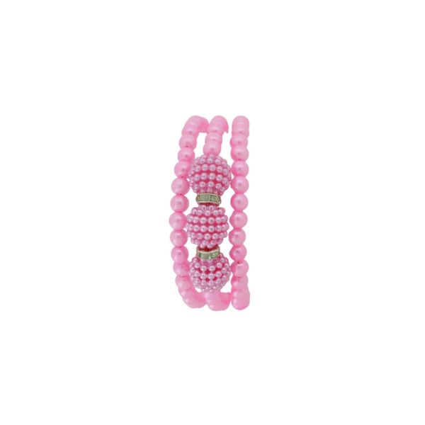 JEWELRY - CHILDREN'S BRACELET - MEMORY WIRE AND PEARLS - RASPBERRY G144 - NICKEL AND PINK - 1pc.