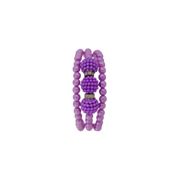 JEWELRY - CHILDREN'S BRACELET - MEMORY WIRE AND PEARLS - RASPBERRY G144 - NICKEL-PURPLE (LIGHT)-PURPLE - 1pc.