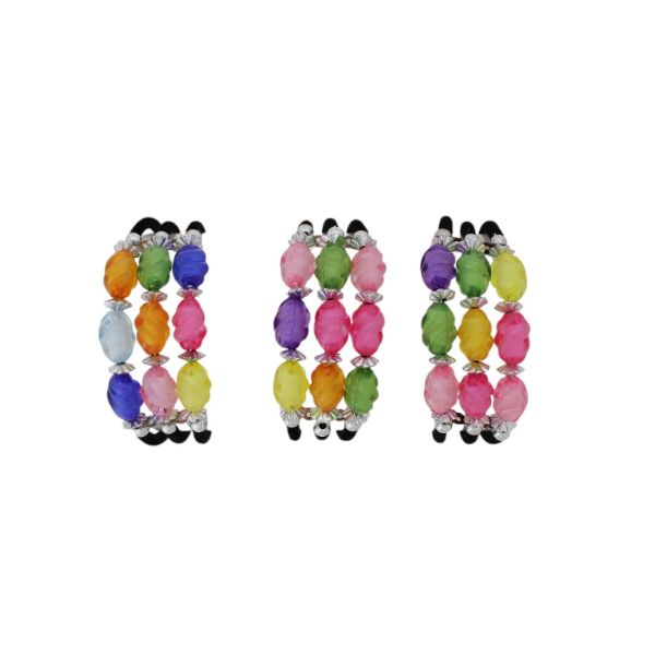 JEWELRY - CHILDREN'S BRACELET - MEMORY WIRE AND PLASTIC - CANDY G175 - NICKEL-BLACK-MIX - 1pc.