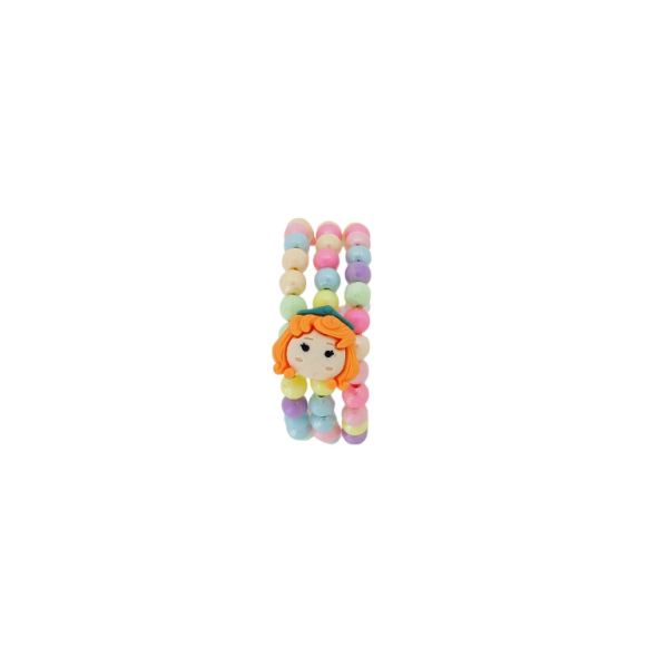 JEWELRY - CHILDREN'S BRACELET - MEMORY WIRE AND PLASTIC - GIRL G172 - PINK-BROWN-MIX - 1pc.