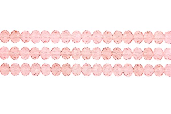 GLASS BEADS - FACETED RONDELLE CRYSTALS - 10x8mm - TRANSPARENT - PINK 031 - STRING (70pcs.) Hole-1.5mm