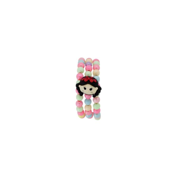 JEWELRY - CHILDREN'S BRACELET - MEMORY WIRE AND PLASTIC - SNOW WHITE G173 - BLACK-ECRU-MIX - 1pc.