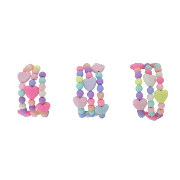 JEWELRY - CHILDREN'S BRACELET - MEMORY WIRE AND PLASTIC - HEART G153 - MIX - 1pc.