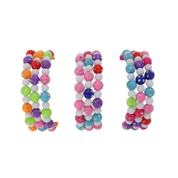 JEWELRY - CHILDREN'S BRACELET - MEMORY WIRE AND PLASTIC - BALL CRYSTALS G149 - WHITE AND MIX - PACKAGE 12pcs.