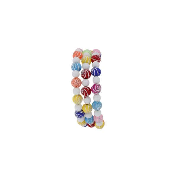 JEWELRY - CHILDREN'S BRACELET - MEMORY WIRE AND PLASTIC - BALL SPIRAL G148 - WHITE AND MIX - PACKAGE 12pcs.