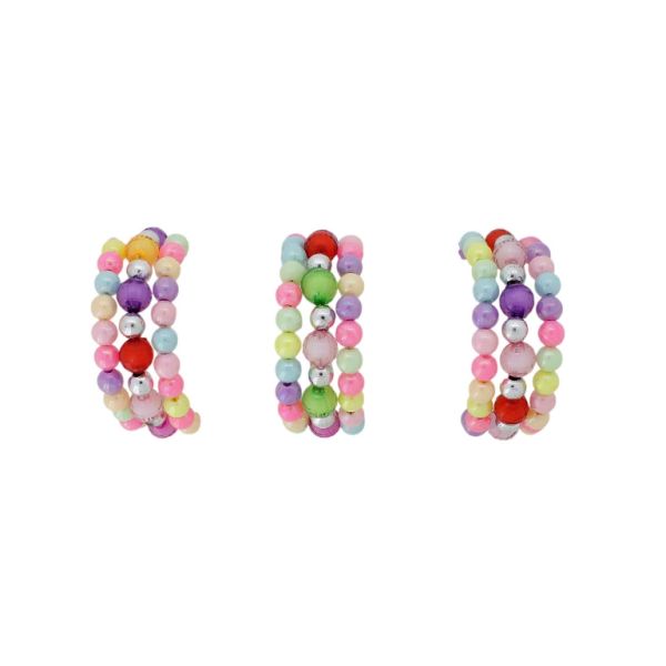 JEWELRY - CHILDREN'S BRACELET - MEMORY WIRE AND PLASTIC - BALL FACETED G156 - RED-NICKEL-MIX - 1pc.