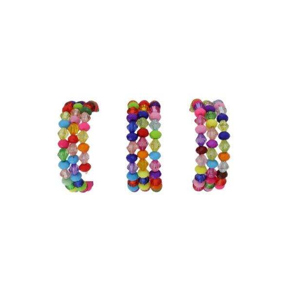 JEWELRY - CHILDREN'S BRACELET - MEMORY WIRE AND PLASTIC - WASHER FACETED G151 - MIX - PACKAGE 12pcs.
