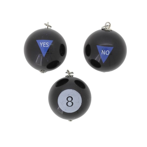 PLASTIC BEADS - RESIN 3D - PENDANT - BILLIARD BALL 01 - 30x35mm BLACK-GRAY-BLUE (DARK) - PACKAGE 10pcs. Hole-3.0mm