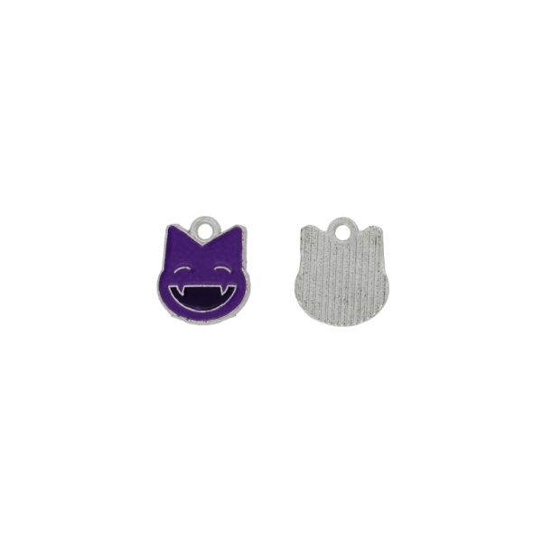 METAL BEADS WITH ENAMEL - PENDANT - CAT 12 - 13x15x1.5mm PURPLE-PURPLE (DARK) - PACKAGE 50pcs. Hole-2.0mm