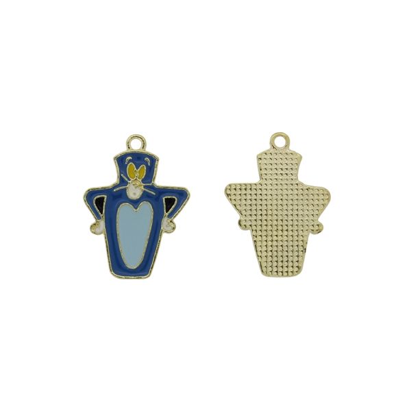 METAL BEADS WITH ENAMEL - PENDANT - CAT 14 - 20x27x1.5mm BLUE (DARK)-BLUE (LIGHT)-BLACK - PACKAGE 30pcs. Hole-2.0mm