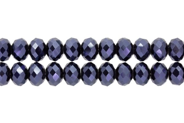 GLASS BEADS - FACETED RONDELLE CRYSTALS - 12x9mm - METALLIC - HEMATITE 113 - PACKAGE (2x72pcs.) Hole-1.8mm