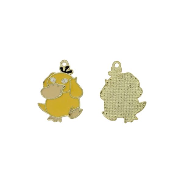 METAL BEADS WITH ENAMEL - PENDANT - DUCK 01 - 19x25x1.5mm YELLOW-BEIGE (LIGHT) - PACKAGE 30pcs. Hole-1.6mm