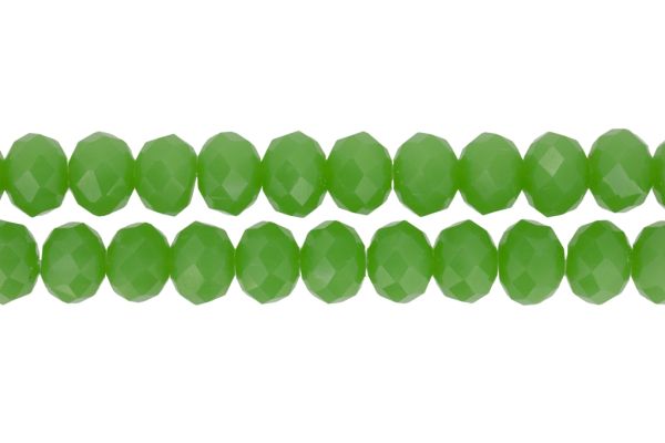 GLASS BEADS - FACETED RONDELLE CRYSTALS - 12x9mm - MILKY - GREEN 039Т - PACKAGE (2x72pcs.) Hole-1.8mm