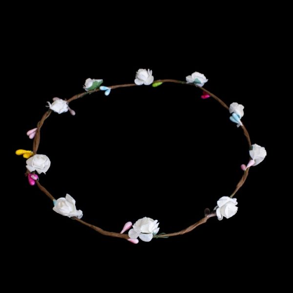 БИЖУТЕРИЯ - АКСЕСОАР ЗА КОСА - ДИАДЕМА ВЕНЕЦ С ЦВЕТЯ D040 - ТЕЛ И ХАРТИЯ - БЯЛО И МИКС - ПАКЕТ 6 бр.