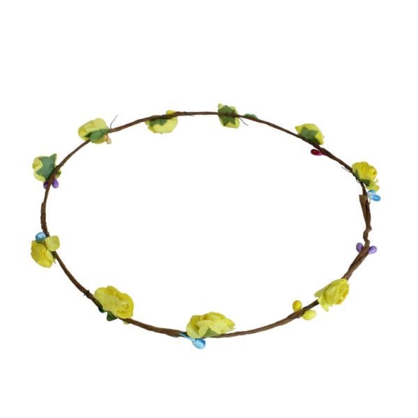БИЖУТЕРИЯ - АКСЕСОАР ЗА КОСА - ДИАДЕМА ВЕНЕЦ С ЦВЕТЯ D040 - ТЕЛ И ХАРТИЯ - ЖЪЛТО И МИКС - ПАКЕТ 6 бр.