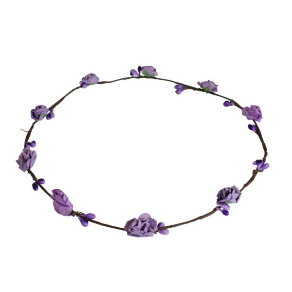 БИЖУТЕРИЯ - АКСЕСОАР ЗА КОСА - ДИАДЕМА ВЕНЕЦ С ЦВЕТЯ D040 - ТЕЛ И ХАРТИЯ - ЛИЛАВО СВ.-ЛИЛАВО Т.-ЗЕЛЕНО - 1 бр.
