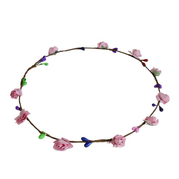 БИЖУТЕРИЯ - АКСЕСОАР ЗА КОСА - ДИАДЕМА ВЕНЕЦ С ЦВЕТЯ D040 - ТЕЛ И ХАРТИЯ - РОЗОВО И МИКС - ПАКЕТ 6 бр.