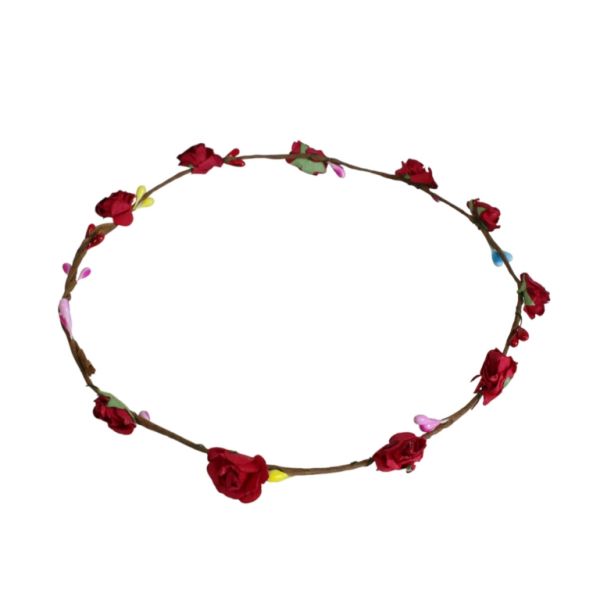 БИЖУТЕРИЯ - АКСЕСОАР ЗА КОСА - ДИАДЕМА ВЕНЕЦ С ЦВЕТЯ D040 - ТЕЛ И ХАРТИЯ - ЧЕРВЕНО И МИКС - ПАКЕТ 6 бр.
