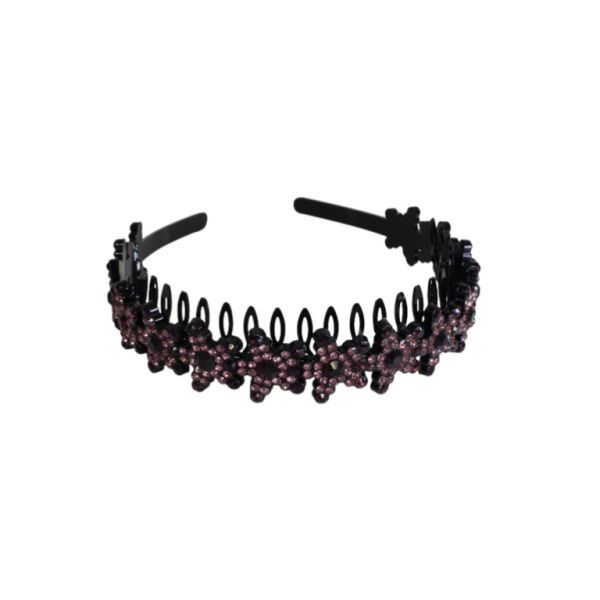 JEWELRY - ACCESSORY FOR HAIR - TIARA WITH CRYSTALS D046 - PLASTIC AND GLASS - BLACK-PINK (LIGHT)-PURPLE - 1pc.
